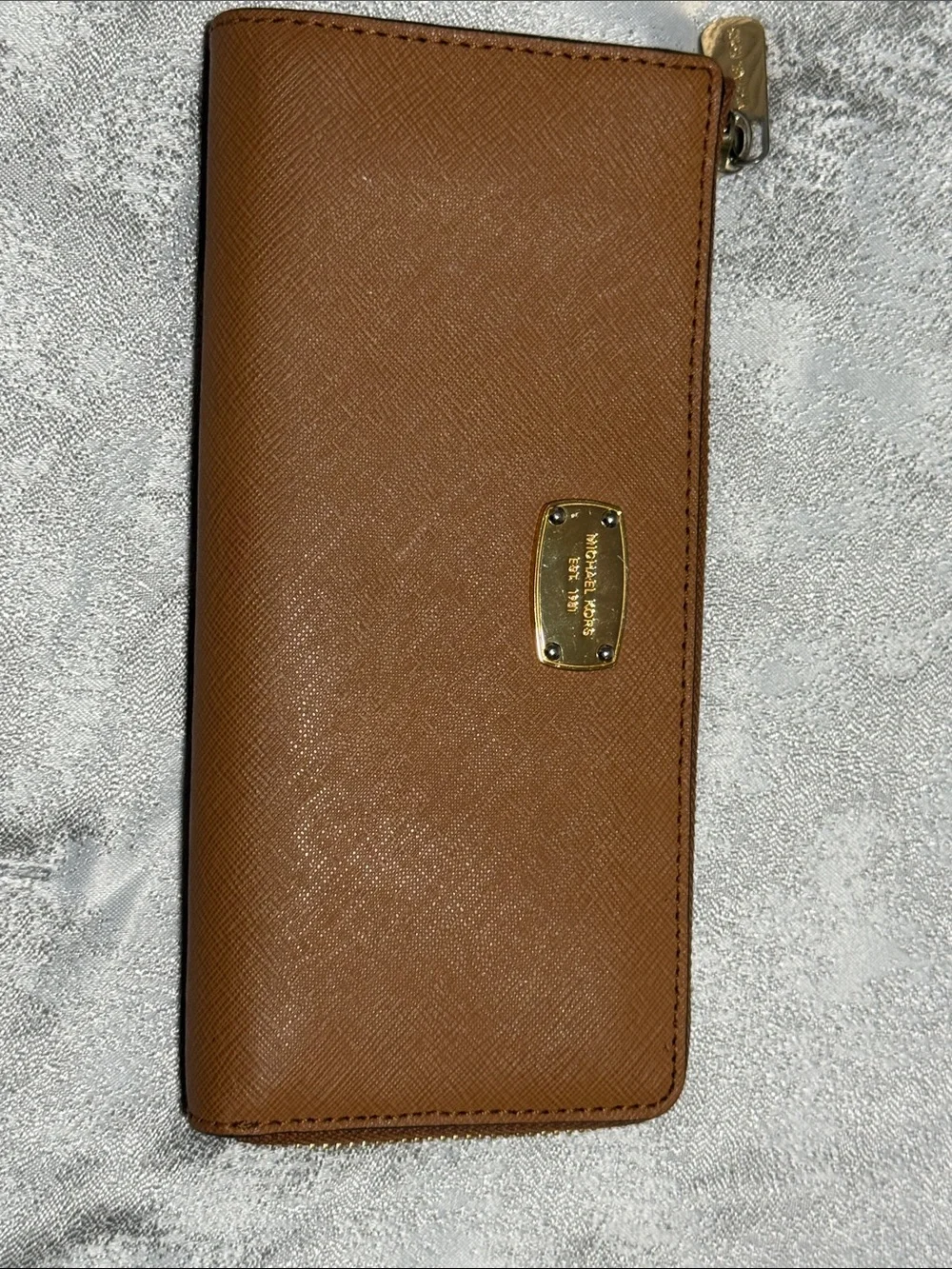 Michael Kors Cream, Brown & Tan Signature Tote with Matching Tan Wallet